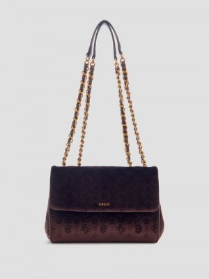 Guess Inia Velvet Convertible Crossbody Maro | GUESS-SN29080