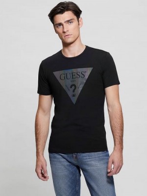 Guess Iridescent Logo Graphic Tee Negrii | GUESS-SN30538