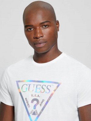 Guess Iridescent Signature Tee Albi | GUESS-SN30530