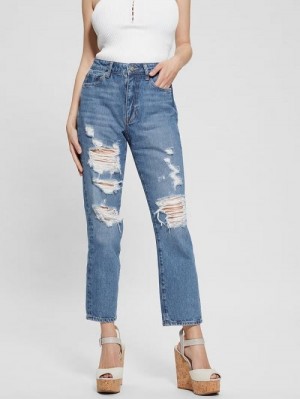 Guess It Girl Distressed Jeans Albastri | GUESS-SN26628