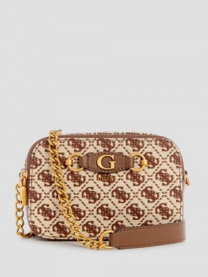 Guess Izzy Jacquard Logo Camera Bag Maro | GUESS-SN28776