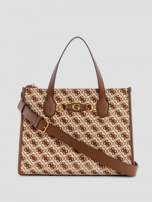Guess Izzy Jacquard Logo Tote Maro | GUESS-SN29396