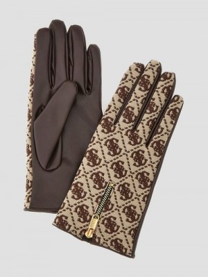 Guess Izzy Jacquard Quattro G Gloves Maro | GUESS-SN30163