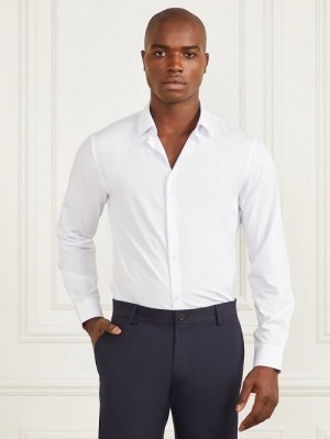 Guess Jacob Notched Cuff Shirt Albi | GUESS-SN31133