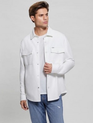Guess James Textured Shirt Albi | GUESS-SN31131