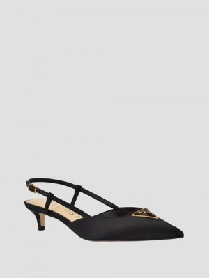 Guess Jesson Satin Kitten Heels Negrii | GUESS-SN29871