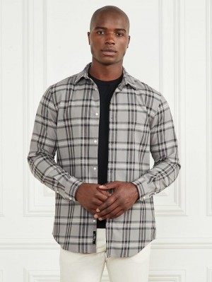 Guess Joe Plaid Shirt Negrii Albi | GUESS-SN31238