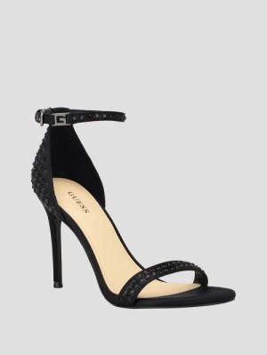 Guess Kabaile Rhinestone Heels Negrii | GUESS-SN29783