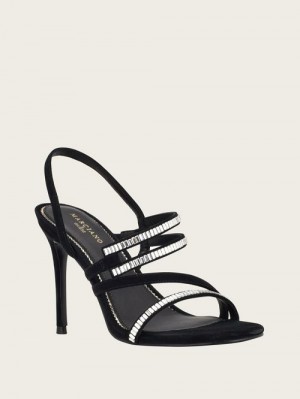 Guess Kaden Crystal Strappy Heel Negrii | GUESS-SN29759