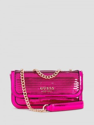 Guess Kaska Sequin Convertible Mini Crossbody Roz | GUESS-SN28881