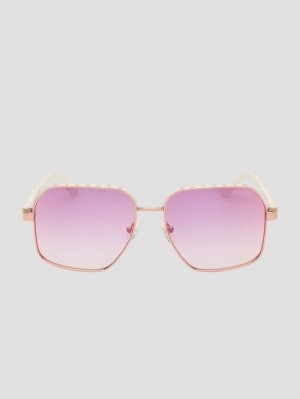 Guess Katelyn Metal Rim Signature Sunglasses Roz | GUESS-SN30077