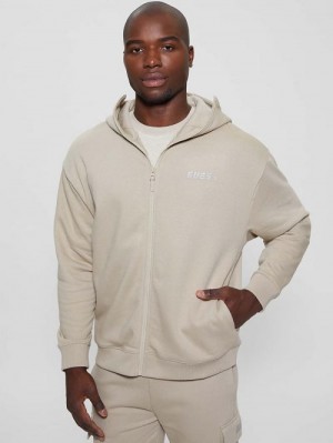 Guess Keid Zip-Up Hoodie Sweatshirt Bej | GUESS-SN31570