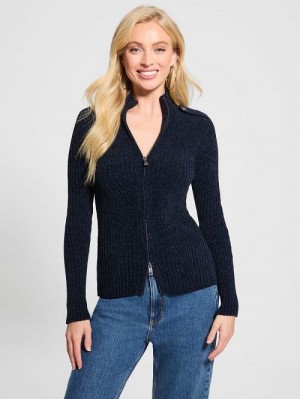 Guess Keily Zip-Front Sweater Albastri | GUESS-SN27283