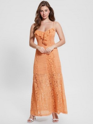 Guess Kellie Lace Maxi Dress Portocalii | GUESS-SN26716