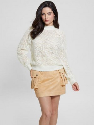 Guess Kensley Open-Knit Sweater Albi | GUESS-SN27633