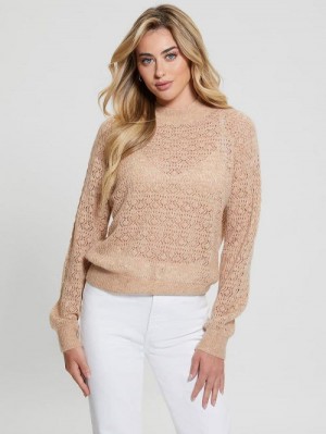 Guess Kensley Open-Knit Sweater Bej | GUESS-SN27829