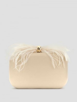 Guess Keyah Feather Top Clutch Albi | GUESS-SN28850