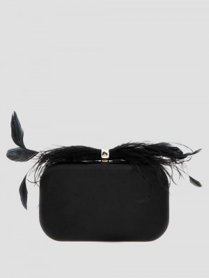 Guess Keyah Feather Top Clutch Negrii | GUESS-SN28831