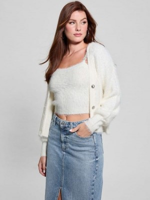 Guess Keyla Fuzzy Cardigan Albi | GUESS-SN27259