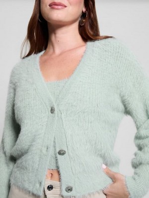 Guess Keyla Fuzzy Cardigan Verzi | GUESS-SN27402