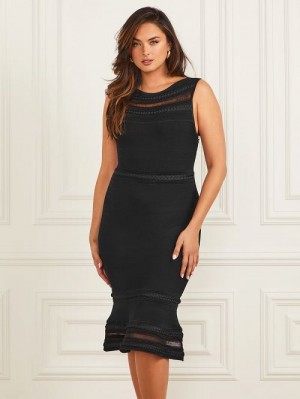 Guess Kiara Braided Bandage Dress Negrii | GUESS-SN26875
