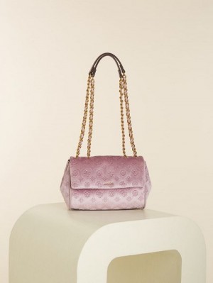 Guess Kimi Logo Convertible Crossbody Violet | GUESS-SN28918