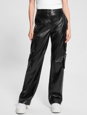 Guess Kori Faux-Leather Cargo Pants Negrii | GUESS-SN28322