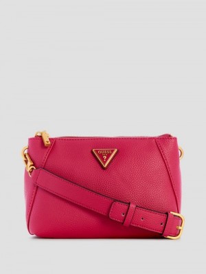 Guess Laryn Pebbled Dual-Zip Crossbody Roz | GUESS-SN28756