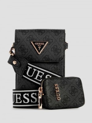 Guess Latona Quattro G Mini Phone Crossbody Negrii | GUESS-SN28829