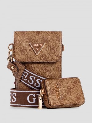Guess Latona Quattro G Mini Phone Crossbody Maro | GUESS-SN29011