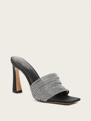 Guess Leah Crystal Heeled Mule Negrii | GUESS-SN29740