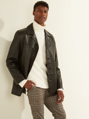 Guess Leather Car Coat Negrii | GUESS-SN30775