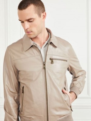 Guess Leather Flight Jacket Bej | GUESS-SN30750