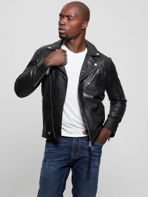 Guess Leather Jacket Negrii | GUESS-SN30868