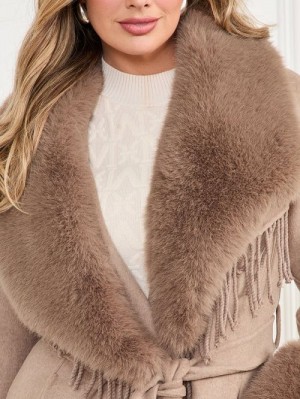 Guess Liliana Wool-Blend Coat Bej | GUESS-SN27938