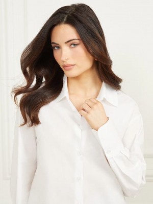 Guess Lisa Poplin Shirt Albi | GUESS-SN27518