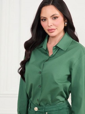 Guess Lisa Poplin Shirt Verzi | GUESS-SN27433