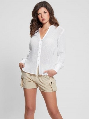 Guess Lisette Printed Top Albi | GUESS-SN27535
