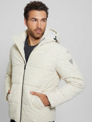 Guess Logo Hooded Puffer Jacket Albi | GUESS-SN30779