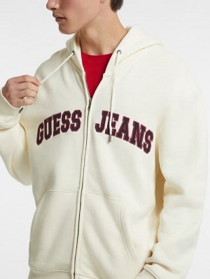 Guess Logo Patch Zip-Up Hoodie Albi | GUESS-SN30994