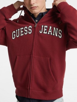 Guess Logo Patch Zip-Up Hoodie Rosii | GUESS-SN30925