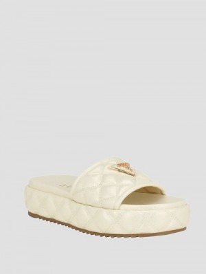 Guess Longo Quilted Flatform Slides Albi | GUESS-SN29666