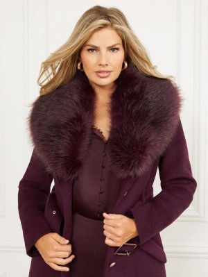 Guess Loreta Wool-Blend Coat Violet | GUESS-SN28038