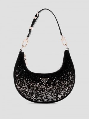 Guess Lua Rhinestone Shoulder Bag Negrii | GUESS-SN29088