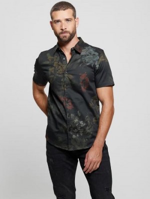 Guess Luxe Dark Floral Shirt Negrii | GUESS-SN31292