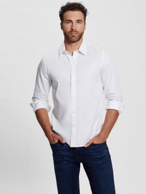 Guess Luxe Stretch Shirt Albi | GUESS-SN31301