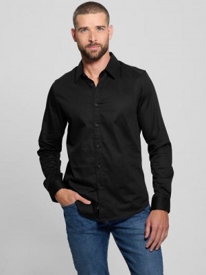 Guess Luxe Stretch Shirt Negrii | GUESS-SN31289