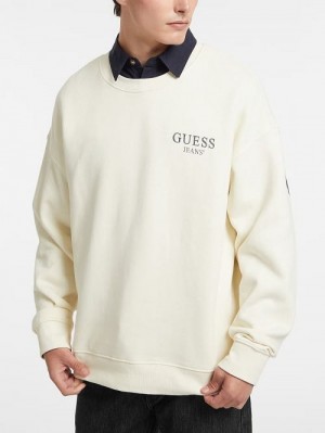 Guess Macro Logo Crewneck Sweatshirt Albi | GUESS-SN30988