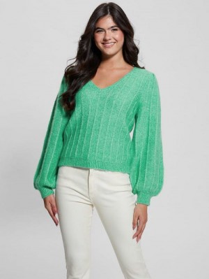 Guess Madeline Textured V-Neck Sweater Verzi | GUESS-SN27695