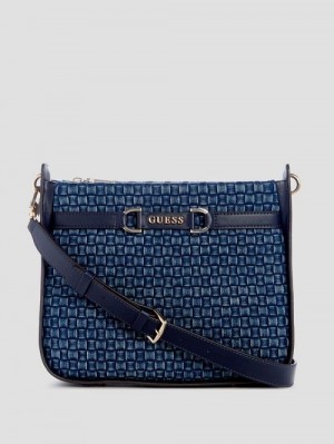 Guess Majka Denim Hobo Bag Albastri | GUESS-SN28949
